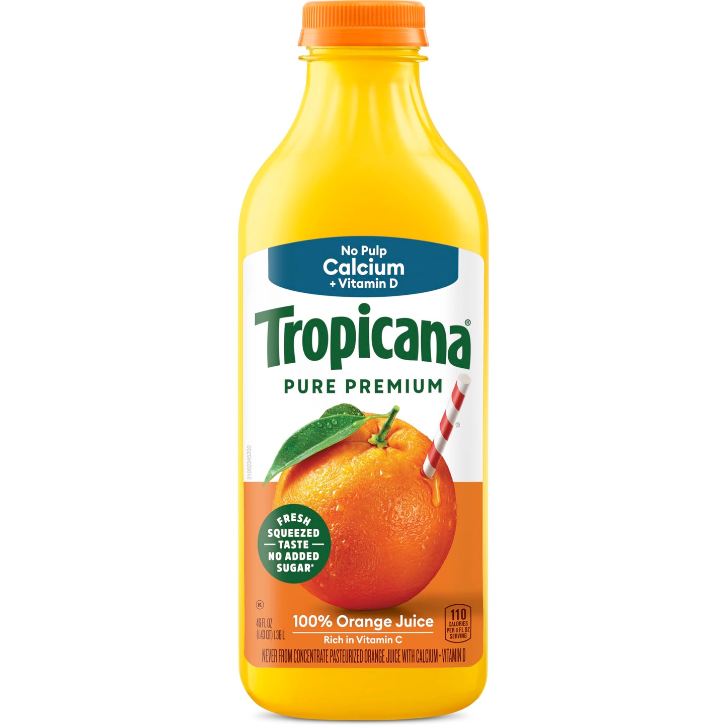 Tropicana Pure Premium 100% Orange Juice, No Pulp, Calcium and Vitamin D, 46 fl oz