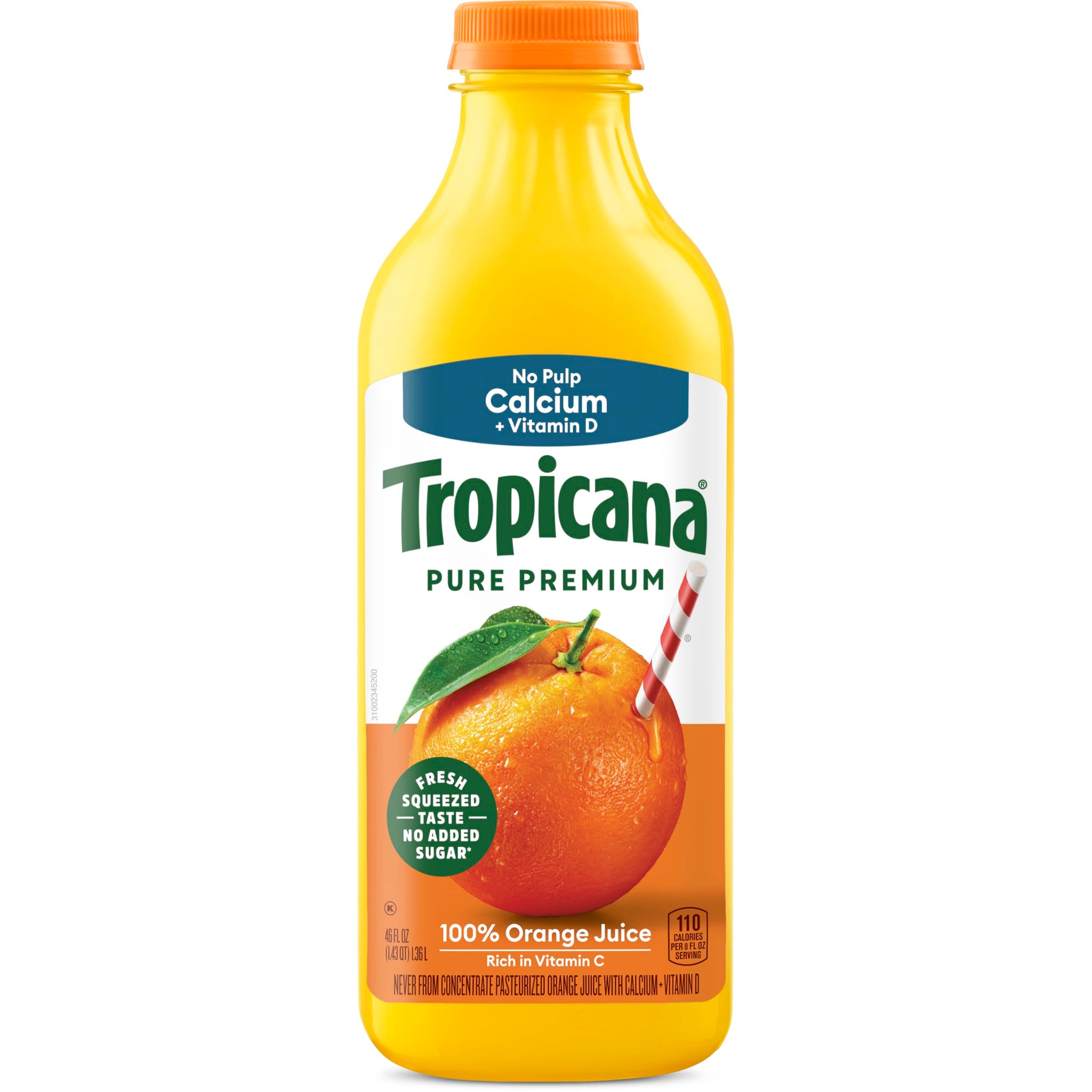 Tropicana Pure Premium 100% Orange Juice, No Pulp, Calcium and Vitamin D, 46 fl oz
