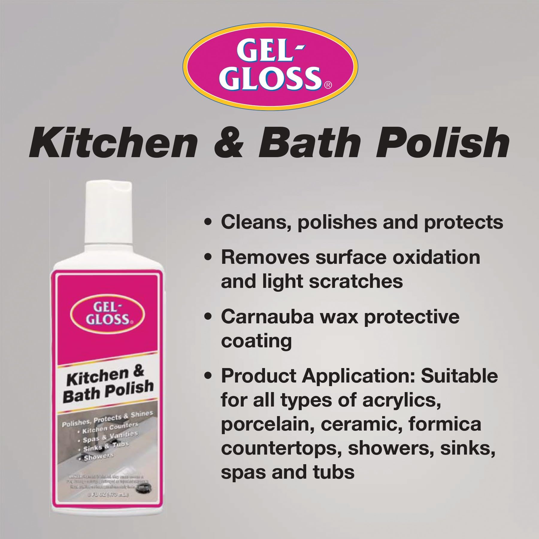 TR Industries Gel-Gloss Kitchen and Bath Cream Wax Polish, 8 Fluid Ounces -GG-8