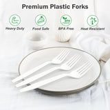Dealusy 360 Count Extra Heavy Duty White Plastic Forks Disposable, BPA-Free, Heat Resistant, Solid and Durable Disposable Forks Bulk, Premium Plastic