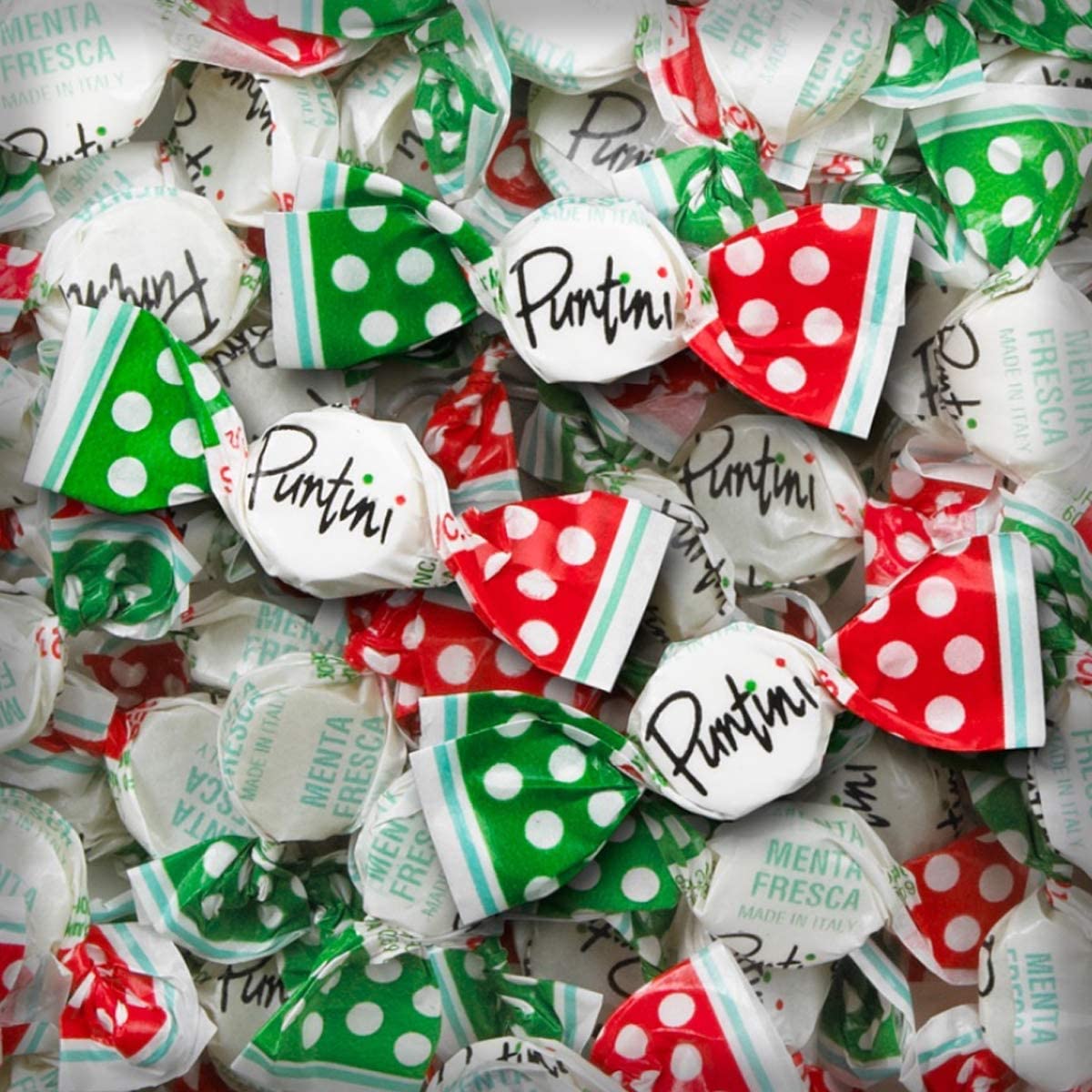 PUNTINI Menta Fresca Italian Chewy Mint Candy with Vanilla Accent, Individually Wrapped Vegan Candy, All-Natural, Gluten Free, Non-GMO, 10 oz