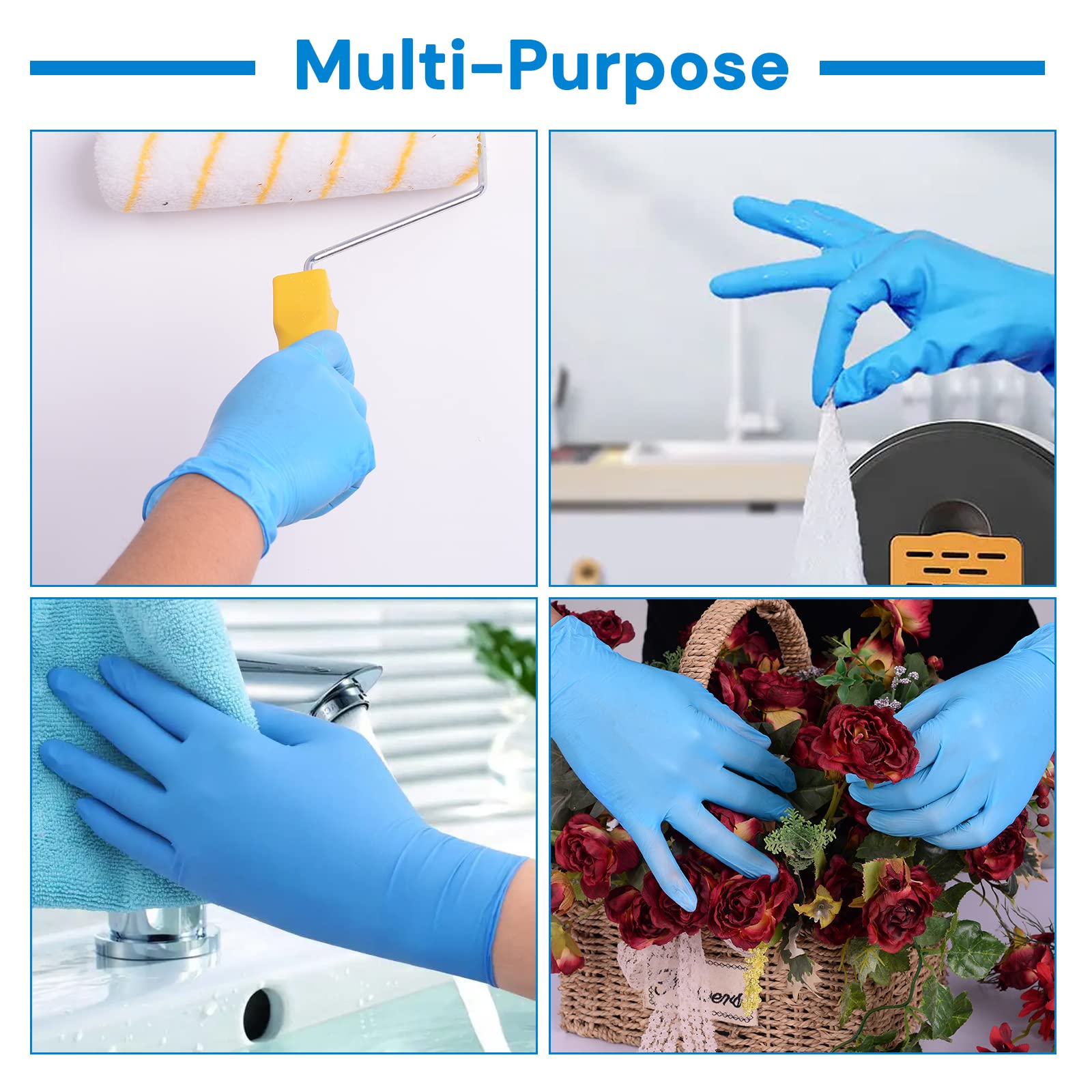 EDI Disposable Vinyl Gloves (Blue) - Powder-Free, Latex-Free (400, Small)