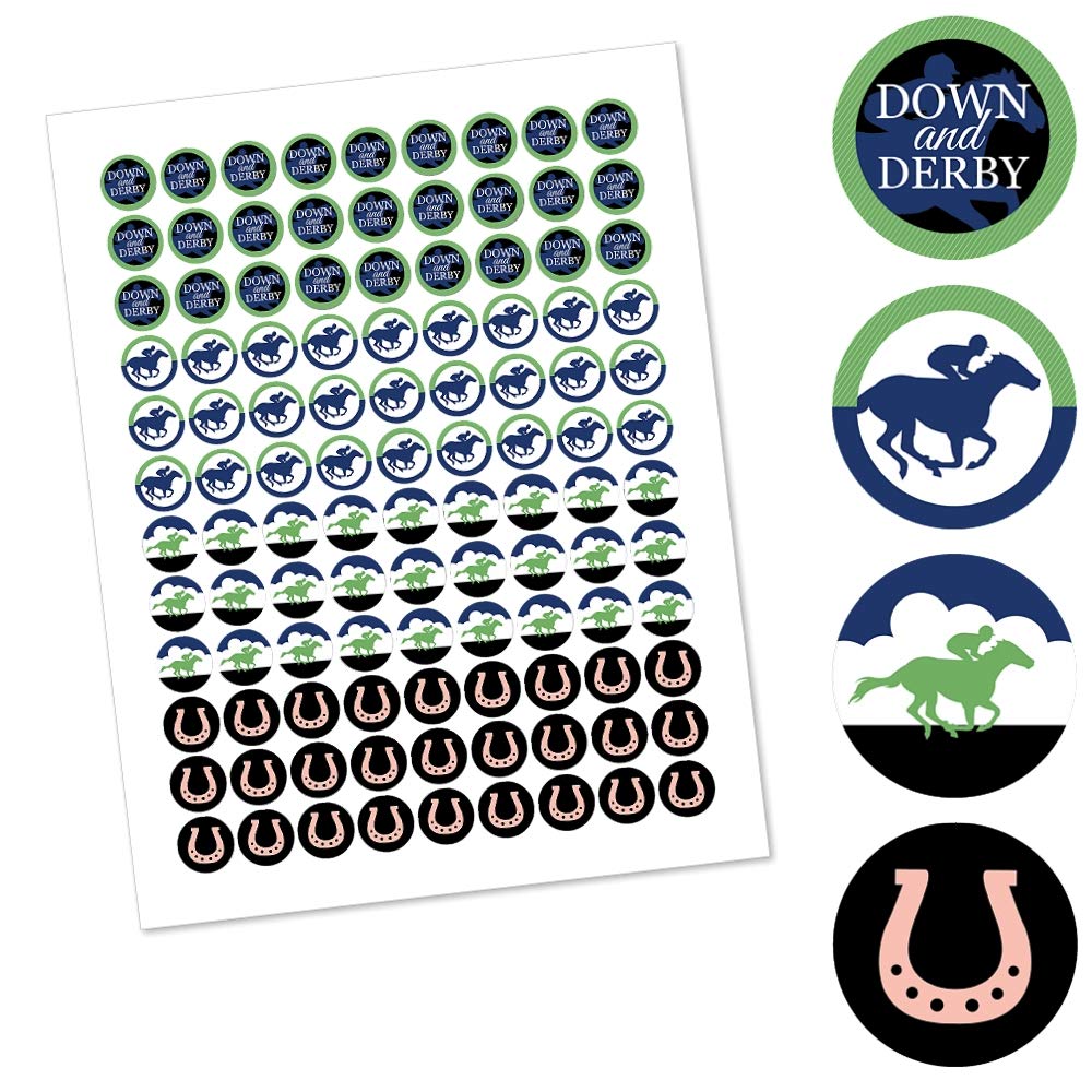 Big Dot of Happiness Kentucky Horse Derby - Race Party Round Sticker Favors - Labels Fit Chocolate Candy (1 Sheet of 108)