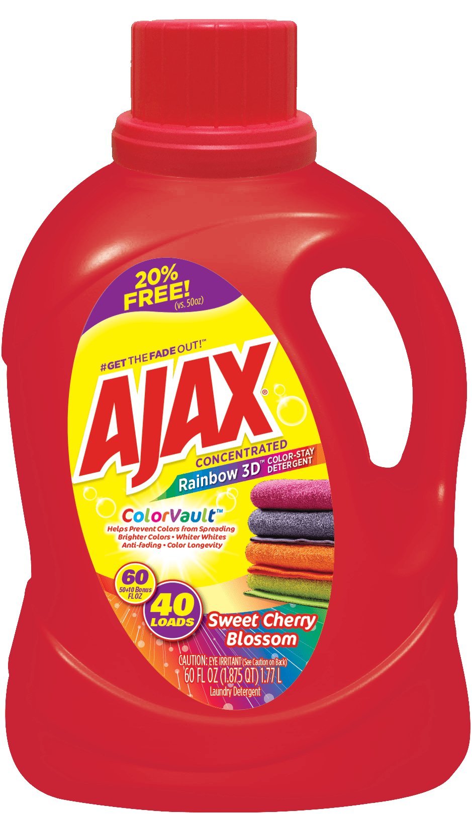 Rainbow 3D Liquid Laundry Detergent with Color Vault by Ajax | Works in All Standard & HE Washing Machines | Hot & Cold Water | Concentrated Colorstay