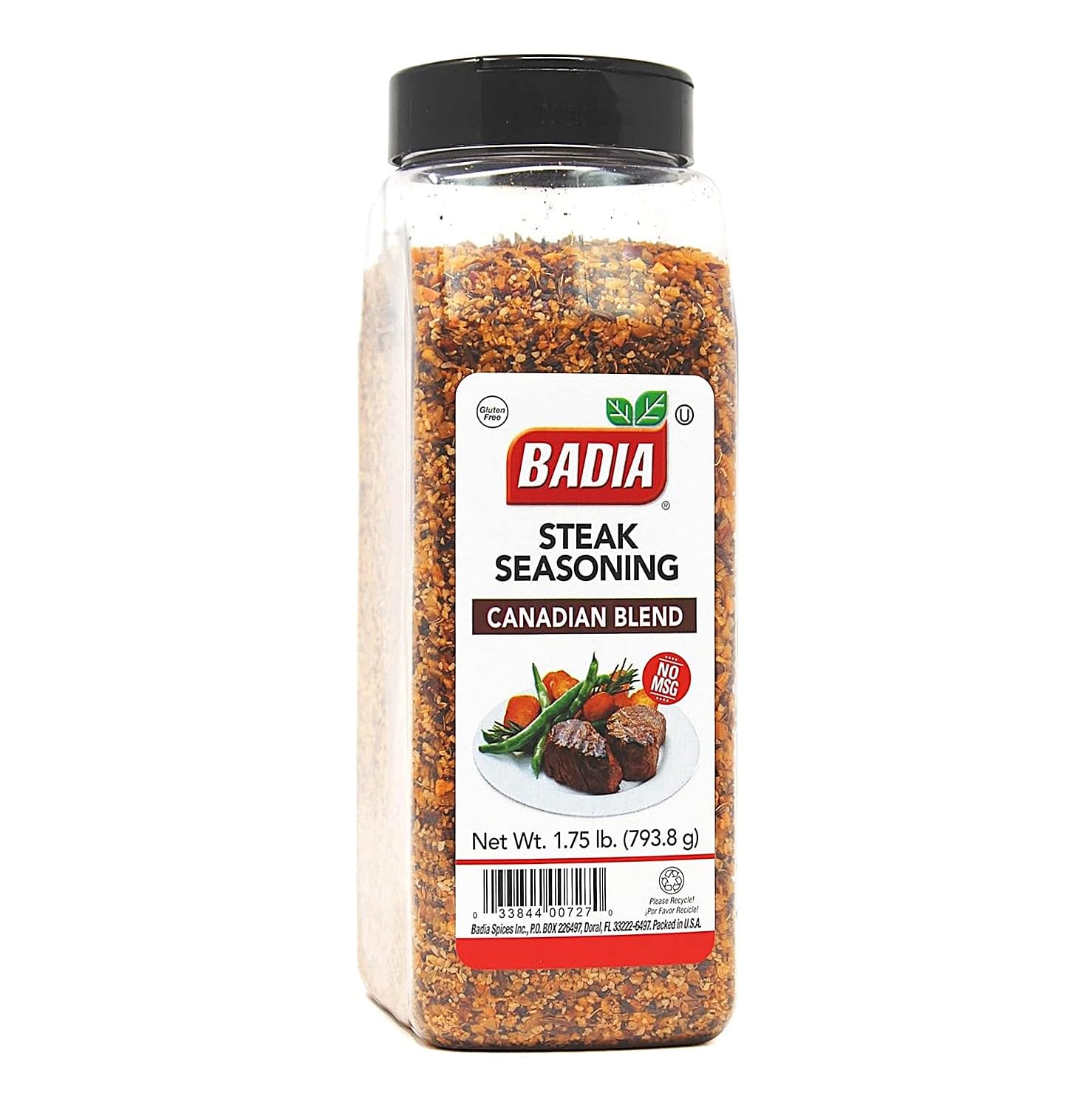 Badia Steak Seasoning Canadian Blend, 28 oz - Savory Salt, Garlic & Spice Mix with Paprika, Smoky Grill Rub for Steaks, Burgers, Pork, Chicken, Gluten