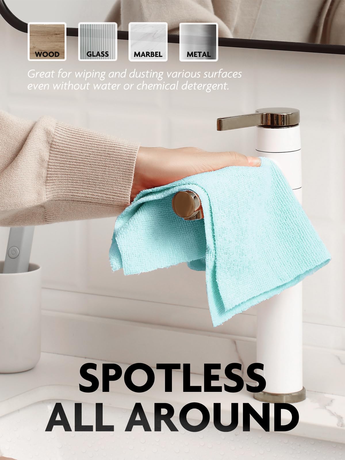 Fantasticlean Microfiber Cleaning Cloth Roll -75 Pack, Tear Away Microfiber Towels, 12" x 12", Reusable, Washable, Scratch Free, Ultra Absorbent