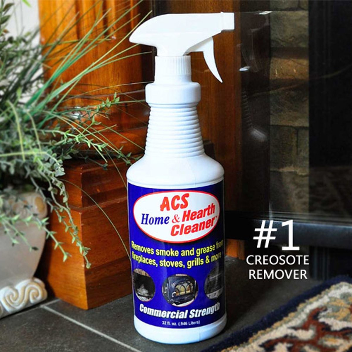 ACS Home & Hearth Cleaner - Biodegradable Citrus Spray for Glass, Grill, Stove - 22 Fl Oz