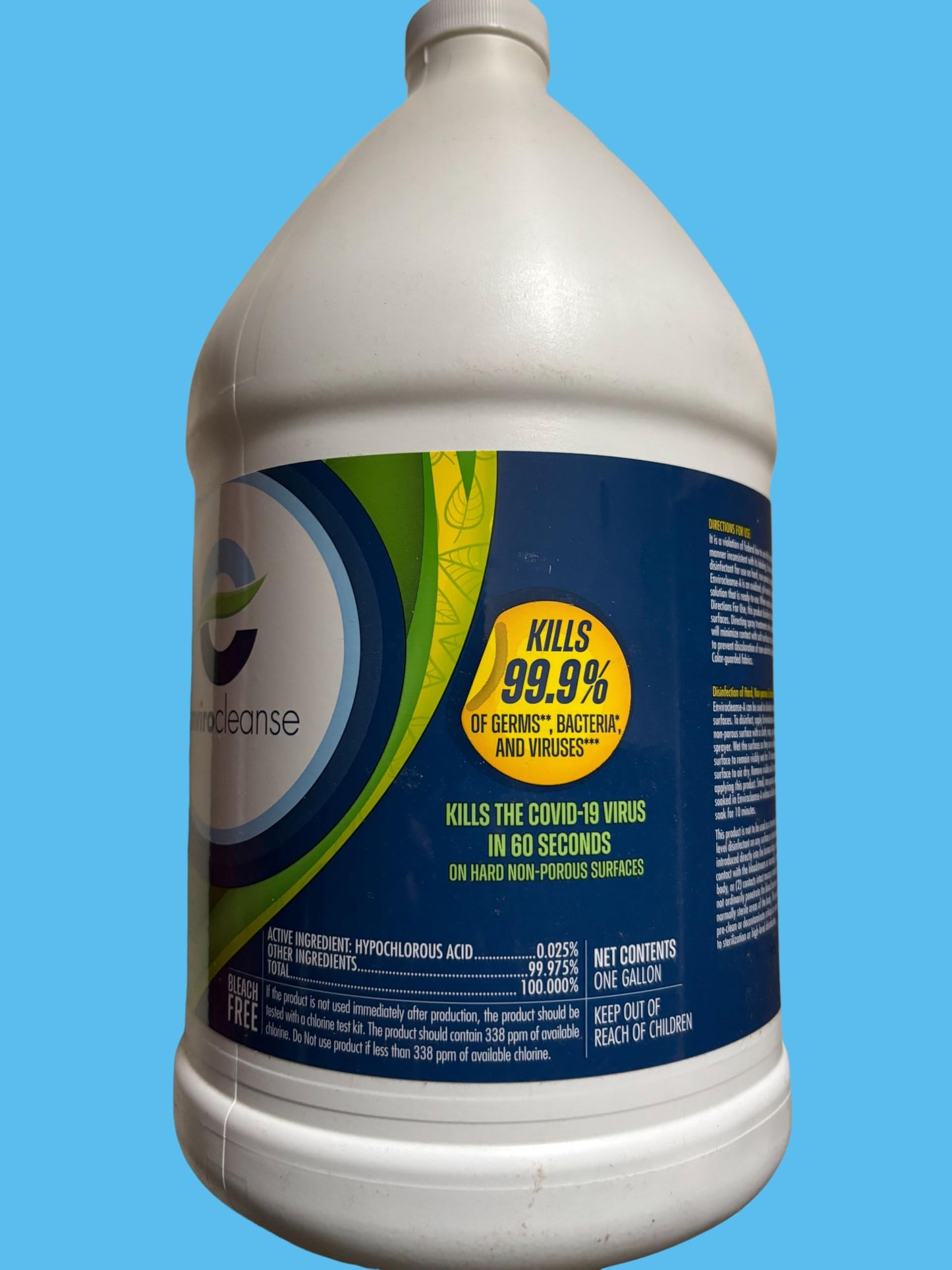 ENVIROCLEANSE-A Liquid Disinfectant Box of 4x1 Gallon Bottle Hypochlorous Acid Formula Contains No Bleach or Harsh Chemicals Home, Office, Doctors