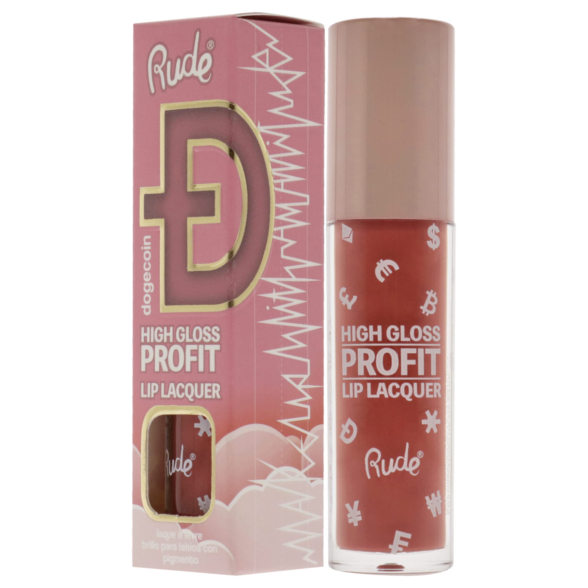 High Gloss Profit Lip Lacquer - Dogecoin by Rude Cosmetics for Women - 0.141 oz Lip Gloss