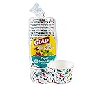 Glad for Kids Mini Dinosaurs Paper Snack Bowls, Colorful Heavy Duty Microwave Safe Disposable Bowls for Soup, Ice Cream, and Snacks, Lids Not