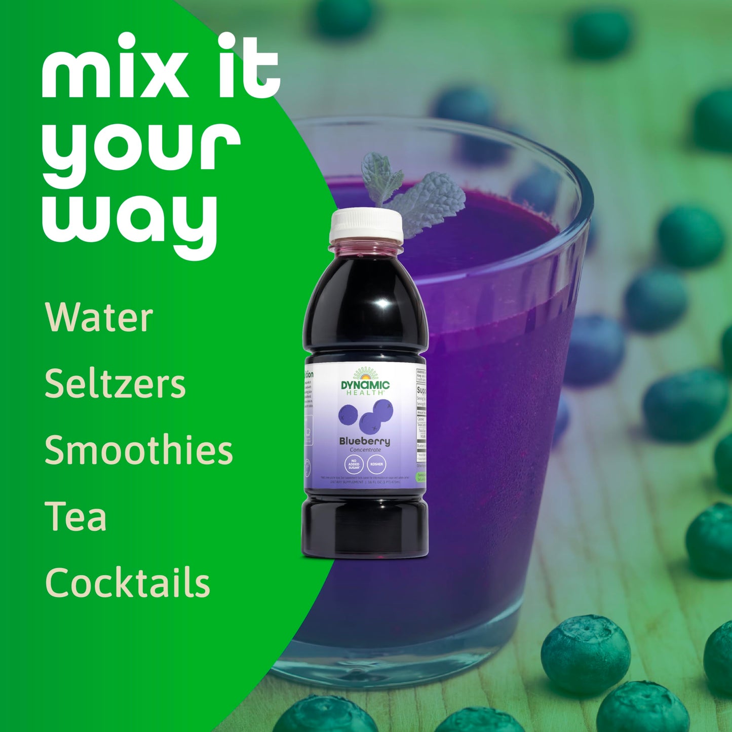 Dynamic Health Blueberry Concentrate, 100% Concentrate, Unsweetened, No Additives, Brain Function, Antioxidant Support, Vegan, Gluten Free, Non-GMO