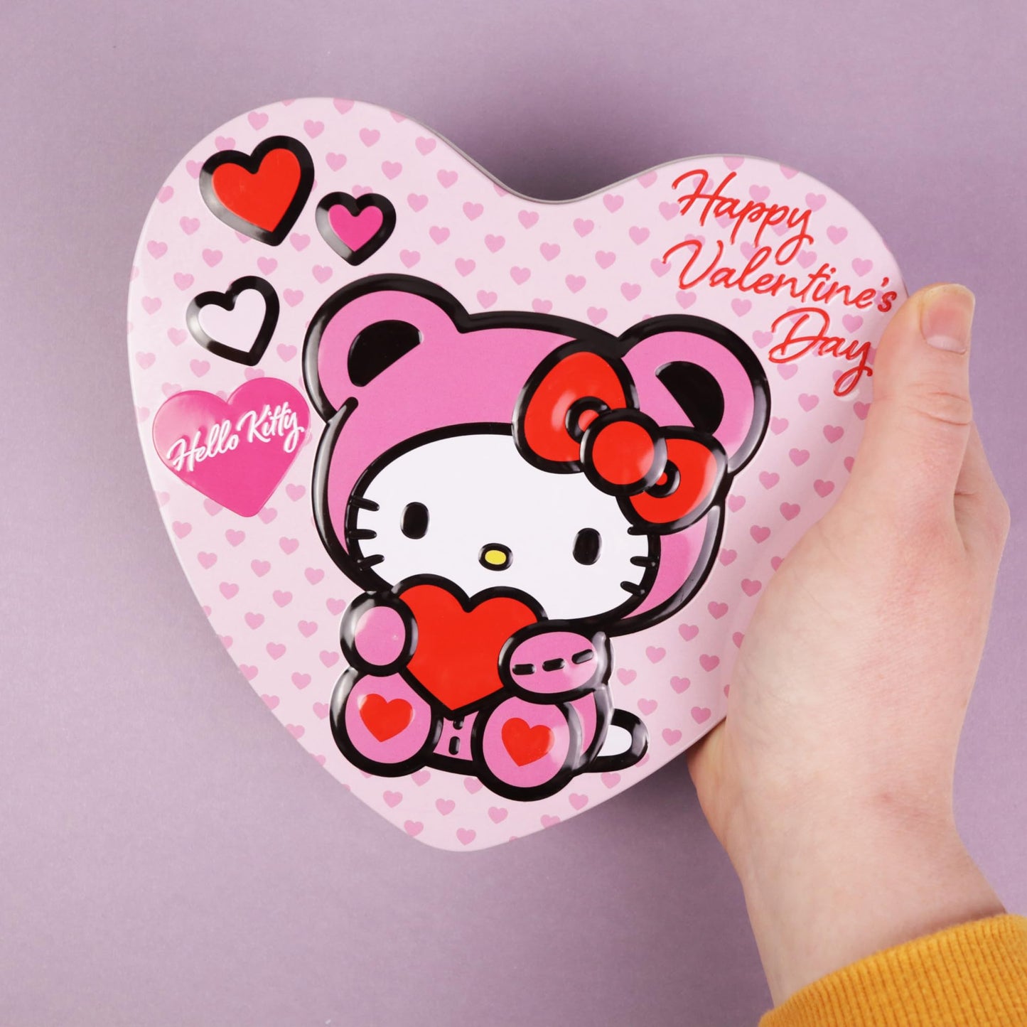 Valentine's Hello Kitty Heart Tin, Individually Wrapped Milk Chocolatey Hearts Inside, Seasonal Candy Gift, 2.12 Ounces