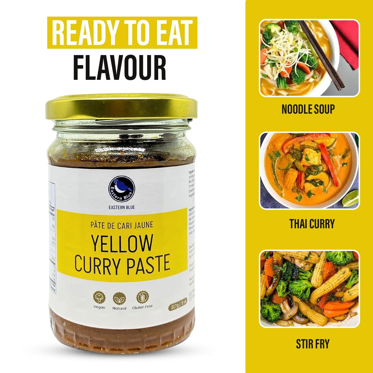 Eastern Blue Thai Curry Paste - Thai Yellow Curry Paste 8 Oz | Authentic Thai Curry Sauce for Tasty Dishes and Curries | Vegan, Gluten Free & Nuts
