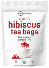 Organic Hibiscus Tea Bags, 200 Count | Premium Source from Hibiscus Flowers | Caffeine Free Herbal Tea | Eco-Friendly Hemp Paper Tea Bags | Non-GMO