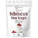 Organic Hibiscus Tea Bags, 200 Count | Premium Source from Hibiscus Flowers | Caffeine Free Herbal Tea | Eco-Friendly Hemp Paper Tea Bags | Non-GMO