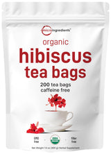 Organic Hibiscus Tea Bags, 200 Count | Premium Source from Hibiscus Flowers | Caffeine Free Herbal Tea | Eco-Friendly Hemp Paper Tea Bags | Non-GMO