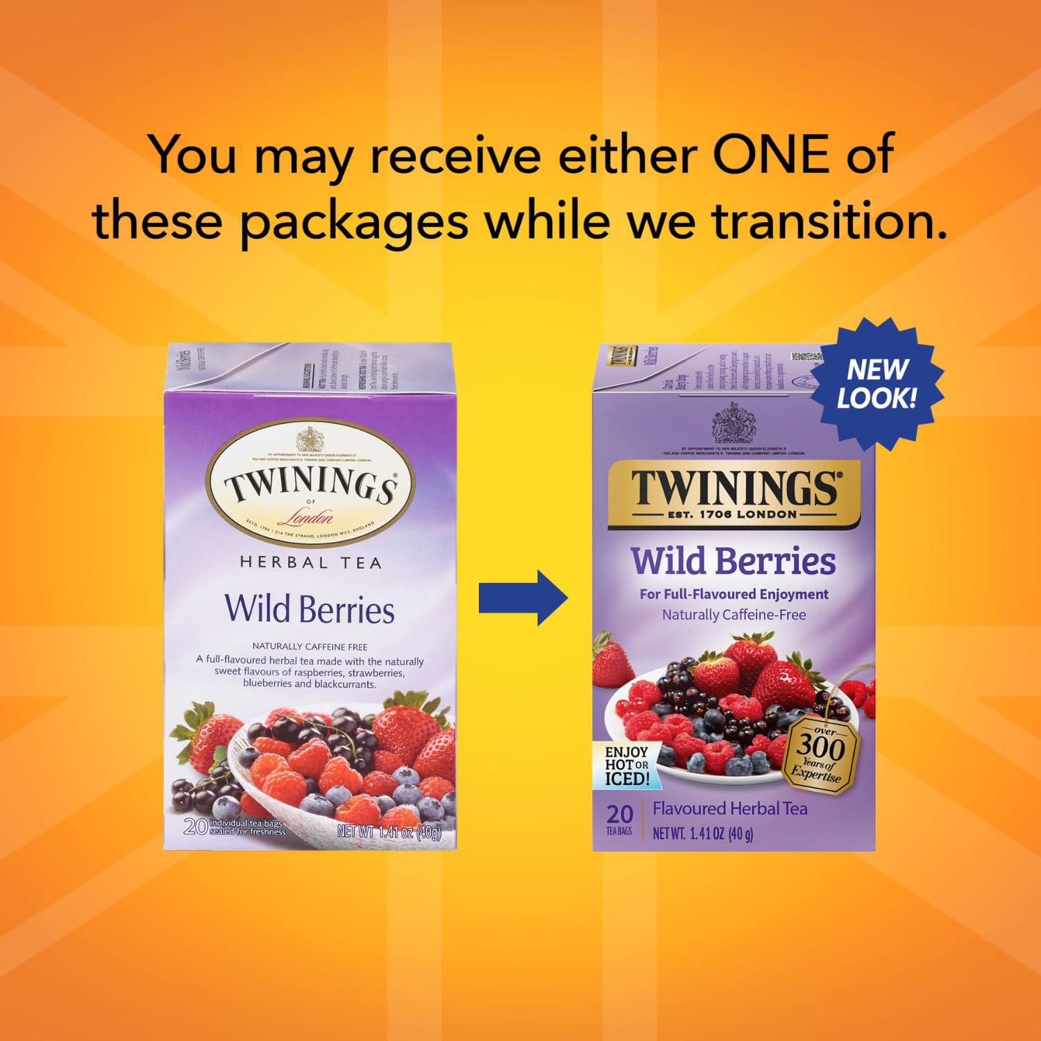 Twinings Wild Berries Tea - Naturally Caffeine-Free Herbal Infusion Bursting with Fresh and Uplifting Berry Flavours, Individually Wrapped Tea Bags