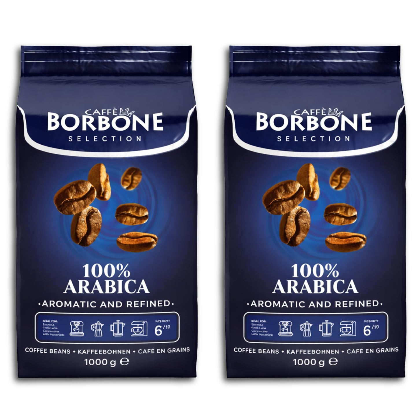 Caffè Borbone 100% Arabica Whole Bean Coffee, Arabica Coffee Beans, Medium Roast, 2.2 lb Bag (Pack of 2)