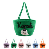 Personalized Halloween Basket Custom Woven Trick or Treat Bucket with Name Customized Halloween Spooky Candy Gift Basket (green)