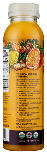 Uncle Matt's Organic Juice Juice Beverage Plastic Bottle, Orange Defense Tumeric & Probiotics, 12 Fl Oz
