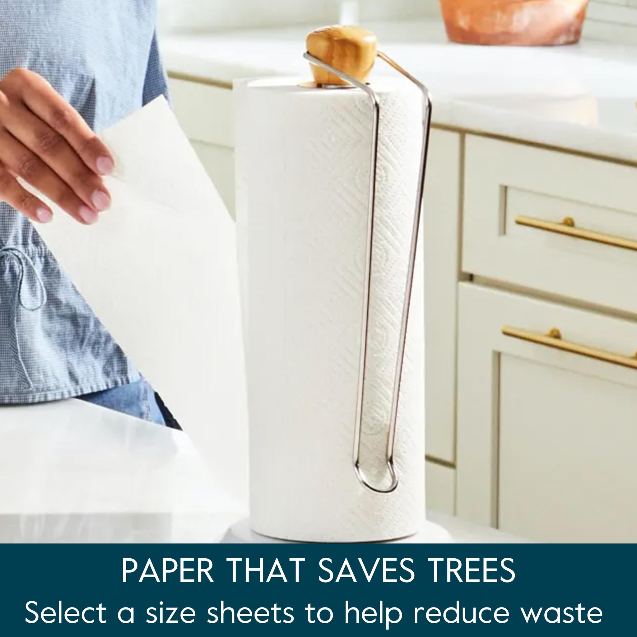 Grove Co. Bamboo Paper Towels, Tree Free & Sustainable Kitchen Paper Towels, Strong & Absorbent with Custom Select Sheets for Less Waste, Zero Plastic