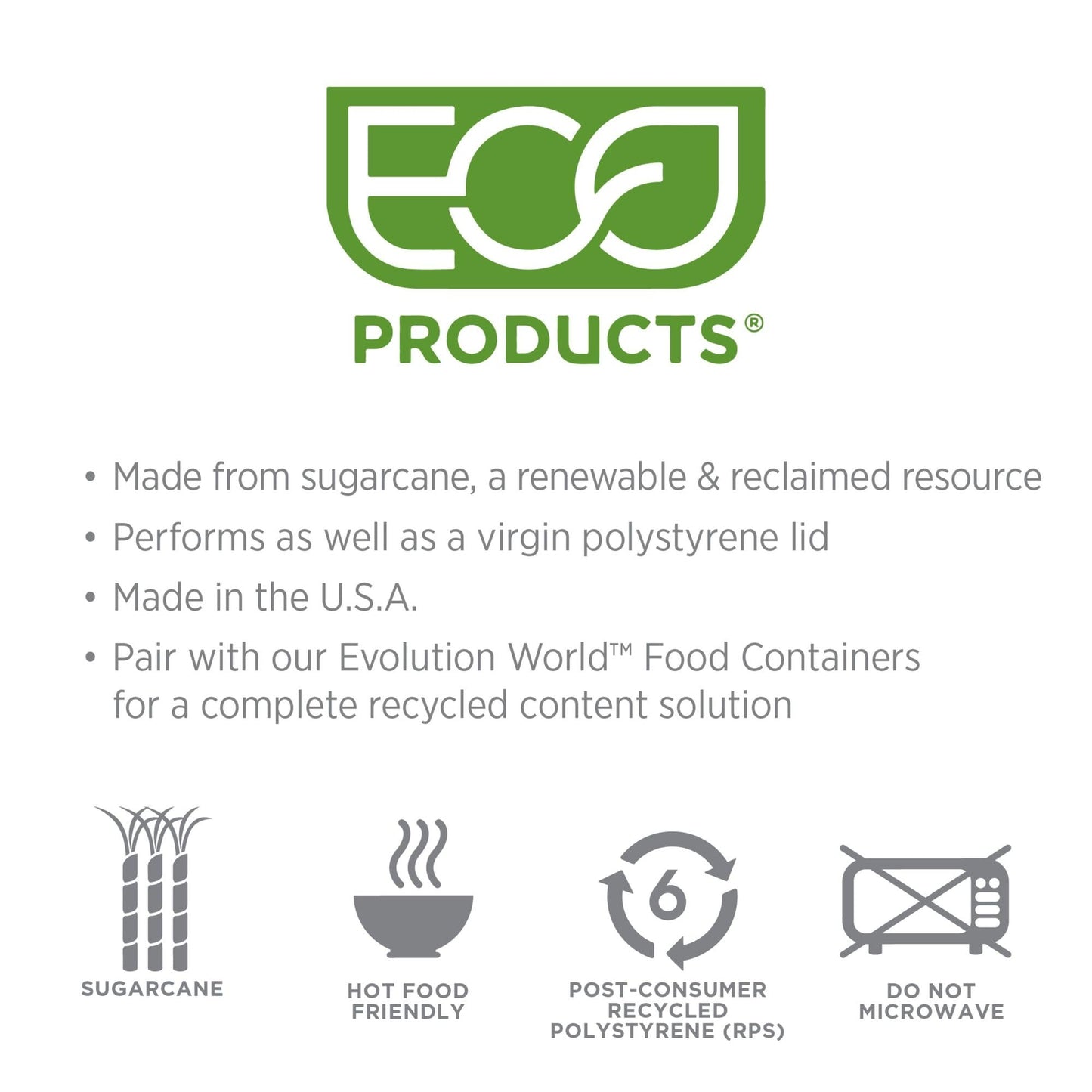 Eco-Products Recycled 12-32oz Food Bowl Recycled Lids, Case of 500, Dome Covers, Fits 12-32oz Round Paper Containers, Hot or Cold Foods, 100% Recycled