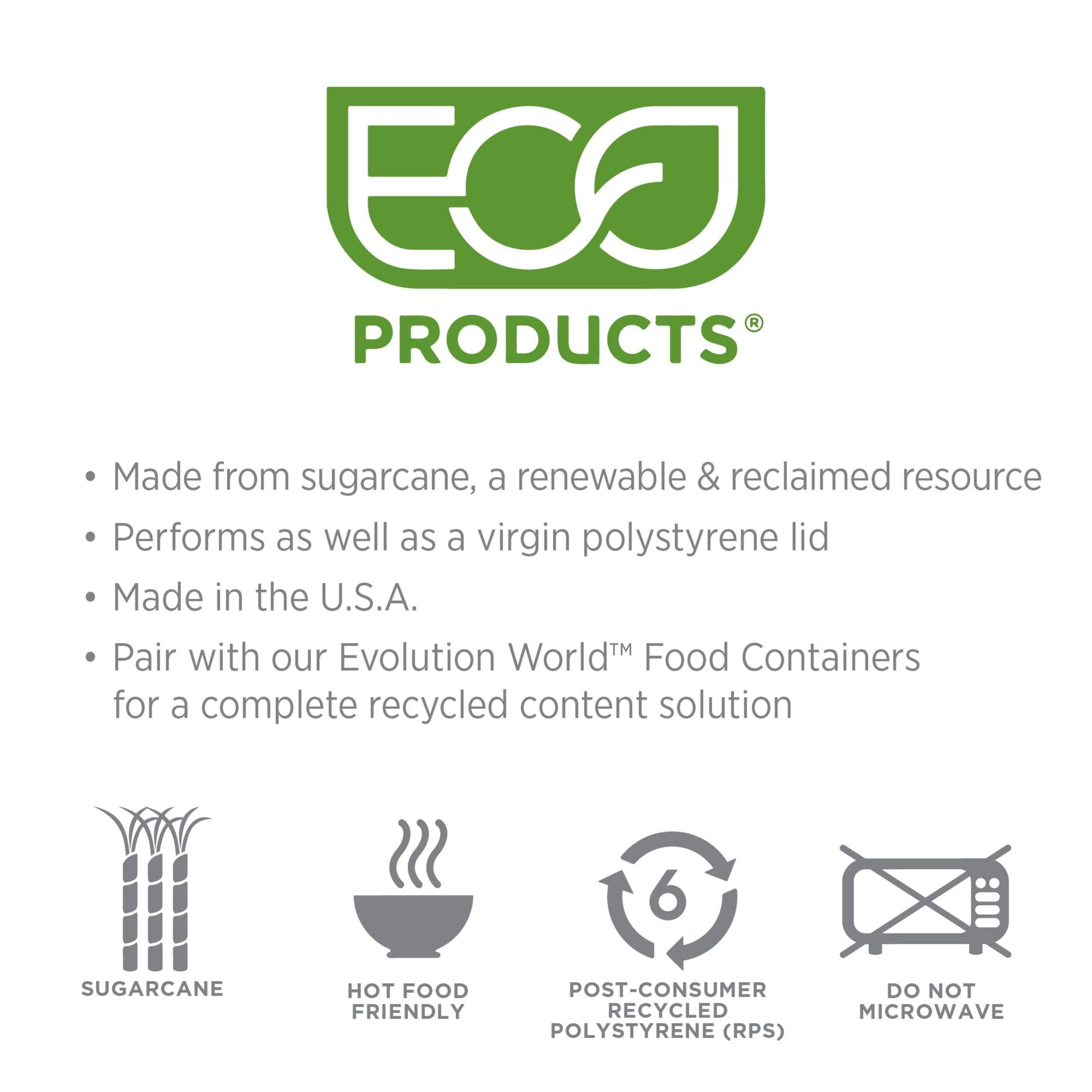 Eco-Products Recycled 12-32oz Food Bowl Recycled Lids, Case of 500, Dome Covers, Fits 12-32oz Round Paper Containers, Hot or Cold Foods, 100% Recycled