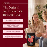 PiPi Tea Organic Hibiscus Tea Bags - Caffeine Free Herbal Tea Rich in Antioxidants, Non-GMO & Vegan, Sourced from Premium Hibiscus Flowers for Daily