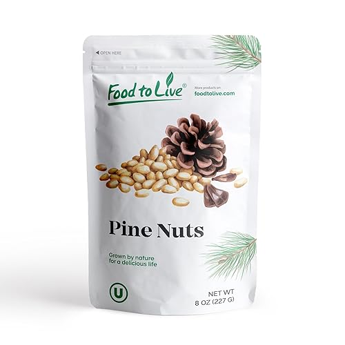 Food to Live Dry Roasted Pine Nuts, 8 Ounces- Naturally Tasty and Crunchy, Nutritious and Delicious, Perfect for Cooking, Baking and Snacking, Vegan