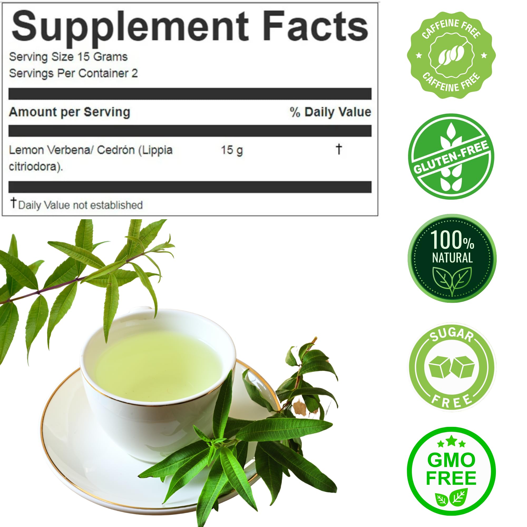 Hanan Lemon Verbena (Cedron) Loose Herbs - Herbal Tea All-Natural Beebrush from Peru’s Andes Mountains Flavor in Cooking Recipes, Potpourri, Perfumes
