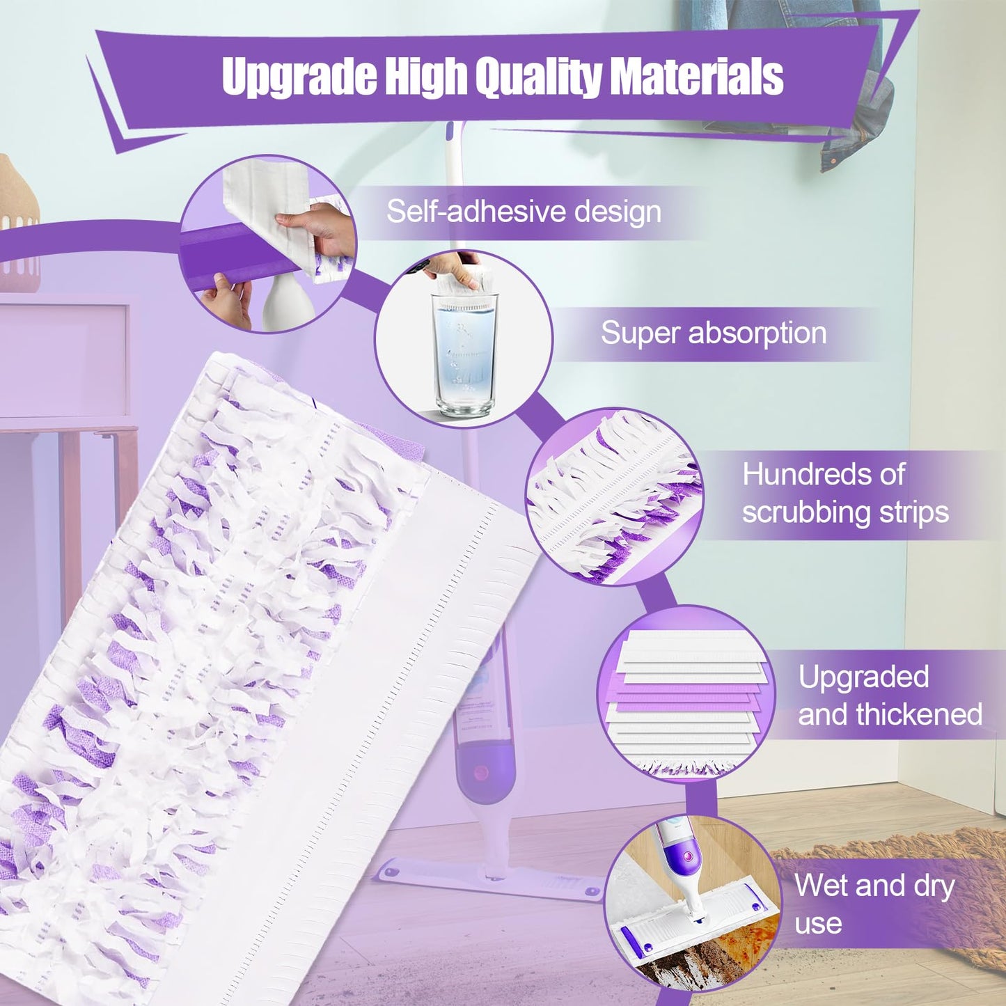 42 Pack Disposable Power Mop Pads for Swiffer PowerMop, 5X Power Mop Refills for Cleaning, 14-Layer Unscented Thickened Multi-Surface Replacement