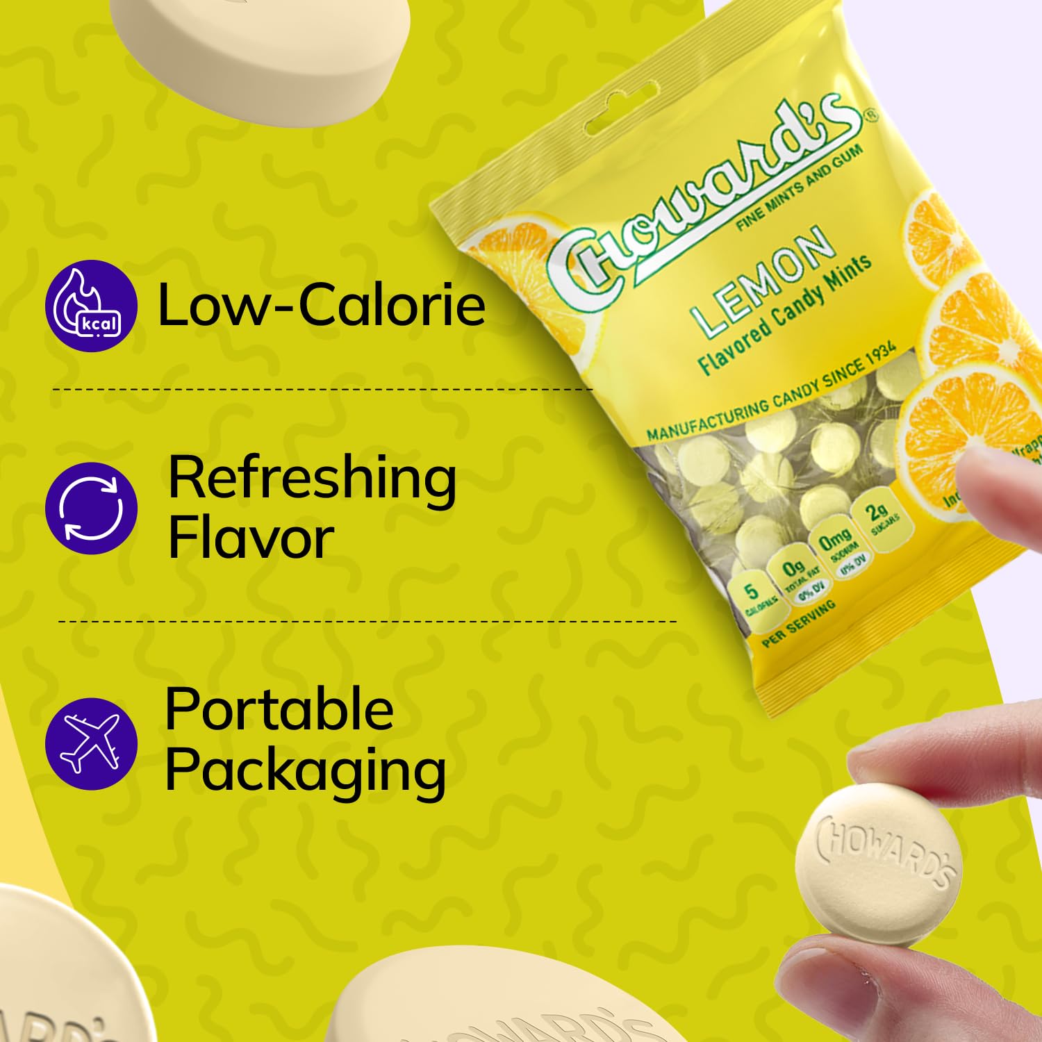Choward's Lemonmint Candy Bags | Unique Aromatic Flavors for Everyday Freshness | Perfect for Travel, Sharing, and Gifting | Distinctive Taste in