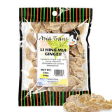 Asia Trans Li Hing Mui Dried Ginger Candy - Crystallized and Preserved Asian Fruit Slices with Plum Powder - Fresh-Packed Chews with Light Sugar