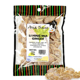 Asia Trans Li Hing Mui Dried Ginger Candy - Crystallized and Preserved Asian Fruit Slices with Plum Powder - Fresh-Packed Chews with Light Sugar