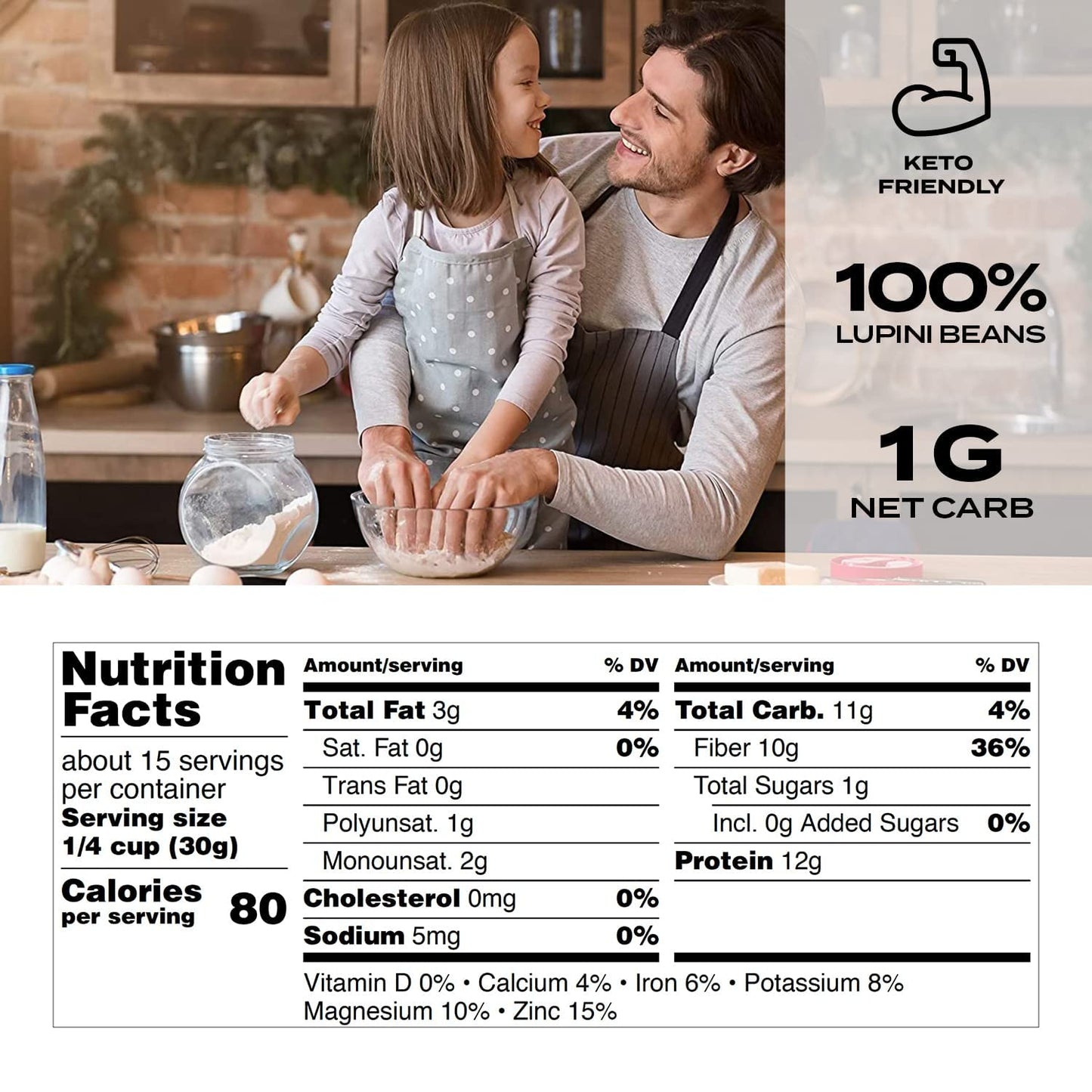 Aviate Lupini FLOUR - Keto & Vegan Friendly Superfood - Non-GMO - Gluten Free - Lupin Flour Keto - High Protein, Low Calorie & Low Carb - Rich in