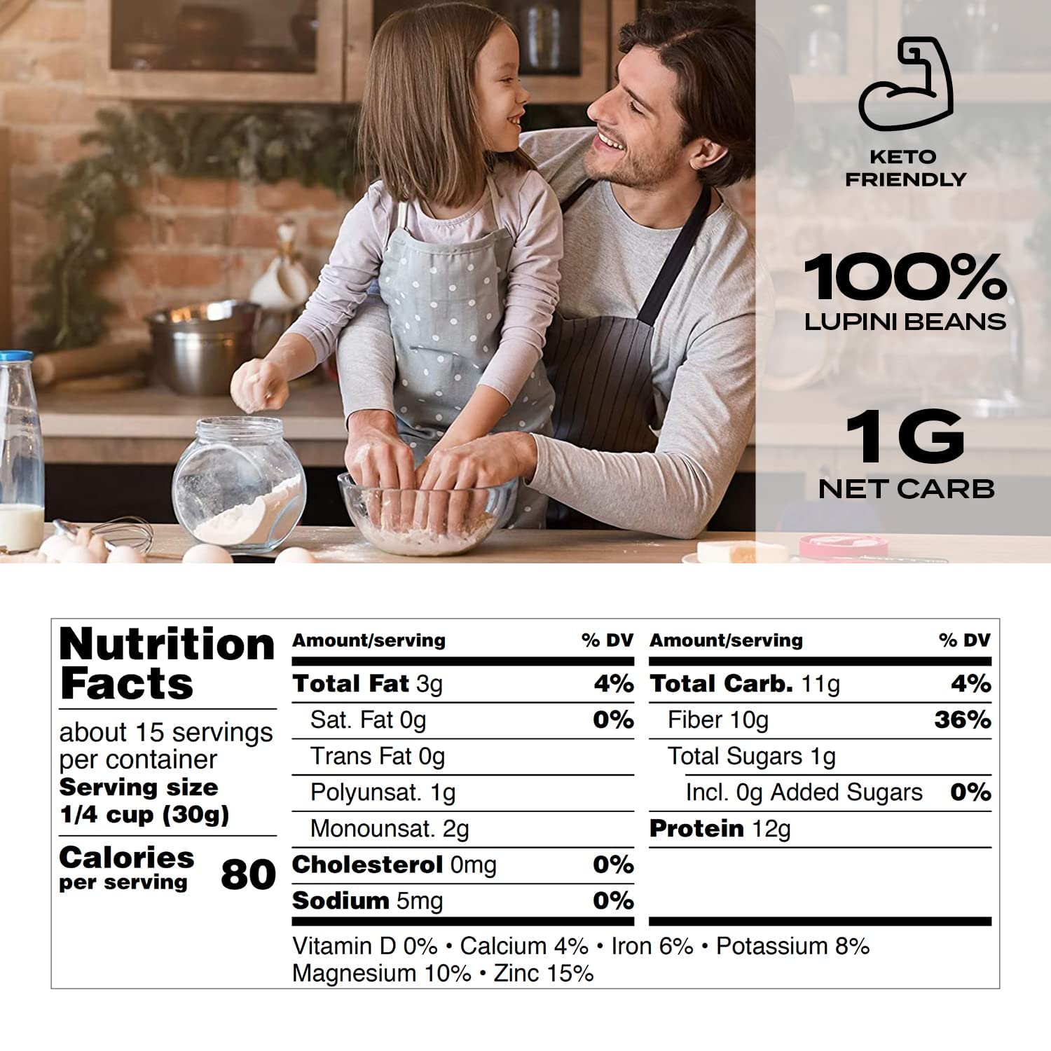 Aviate Lupini FLOUR - Keto & Vegan Friendly Superfood - Non-GMO - Gluten Free - Lupin Flour Keto - High Protein, Low Calorie & Low Carb - Rich in