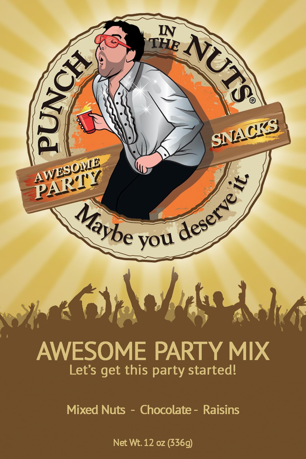 Punch in the Nuts Trail Mix - MADE IN THE USA Snacks - Mixed Nuts, Chocolate, Raisins - Gag Gifts for Men
