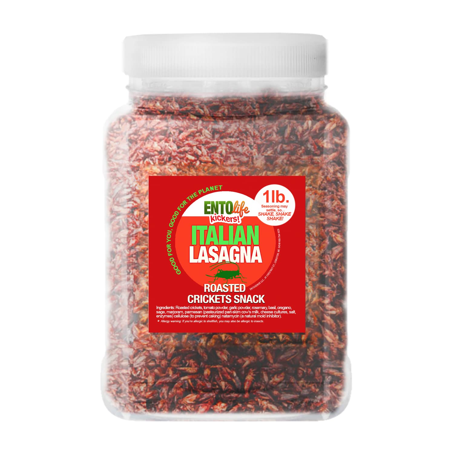 Italian Lasagna Flavored Edible Cricket Snacks - Pound Size - Crickets you can eat - Raised for human consumption, 16 Ounce