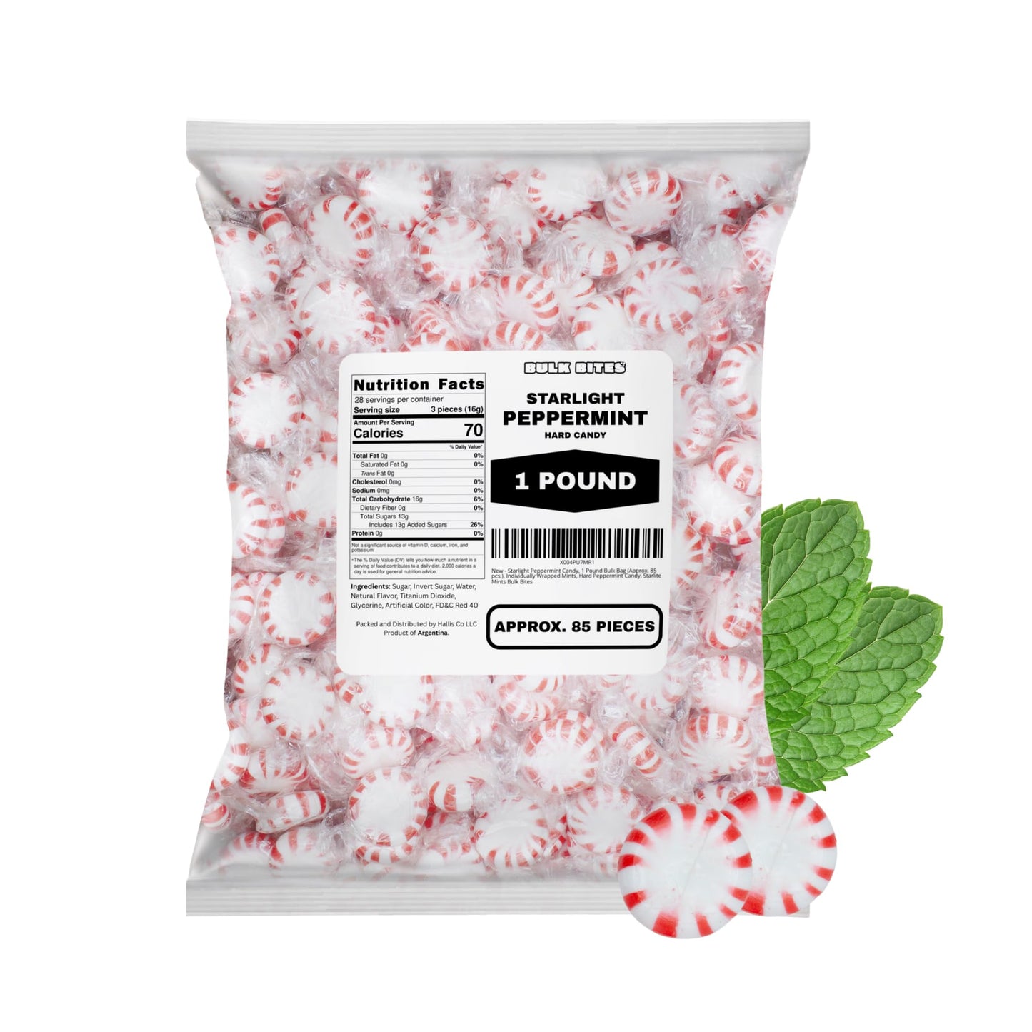 Starlight Peppermint Candy, 1 Pound Bulk Bag (Approx. 85 pcs.) | Individually Wrapped Mints | Starlite Mints for Office Bowls, Holiday Parties & Candy