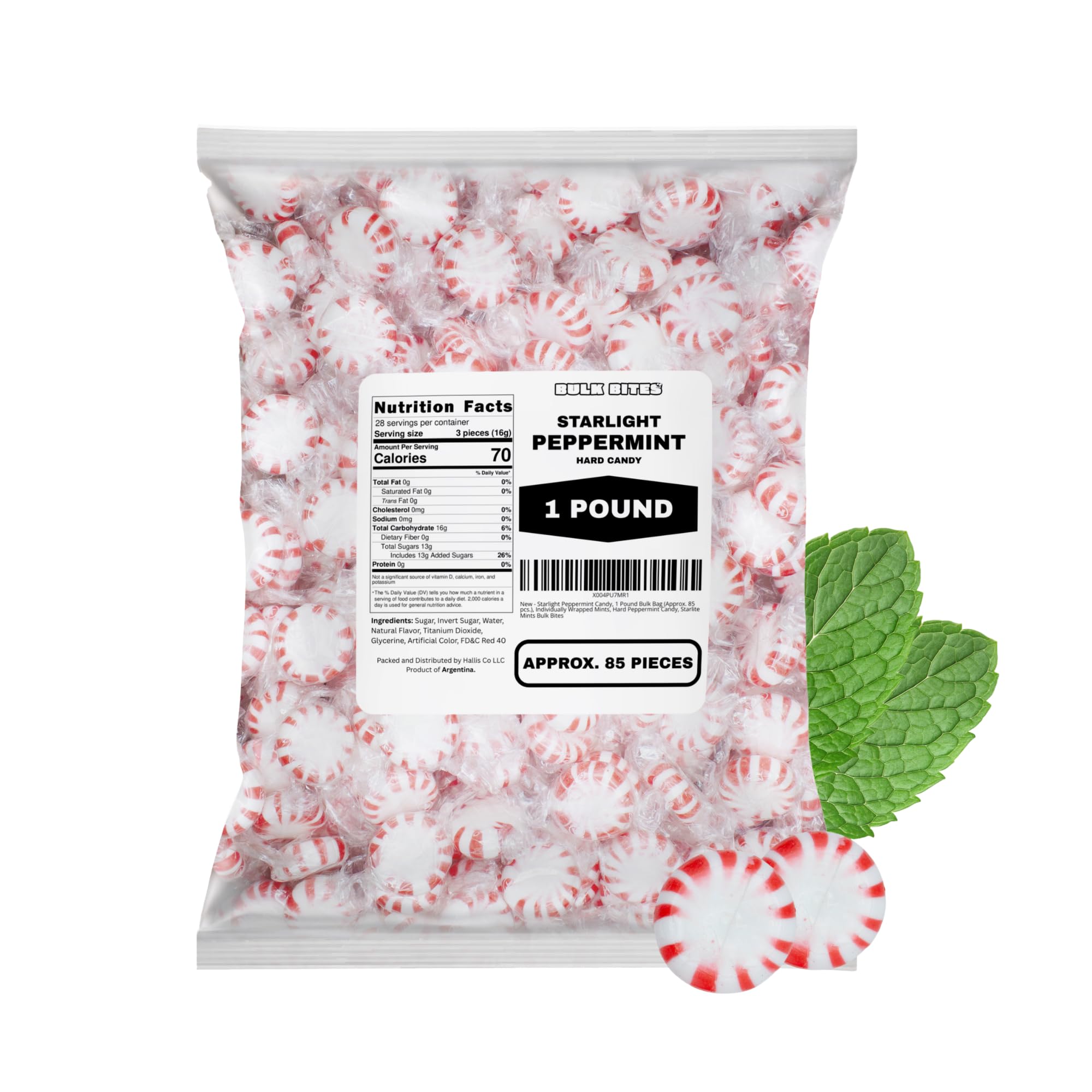 Starlight Peppermint Candy, 1 Pound Bulk Bag (Approx. 85 pcs.) | Individually Wrapped Mints | Starlite Mints for Office Bowls, Holiday Parties & Candy