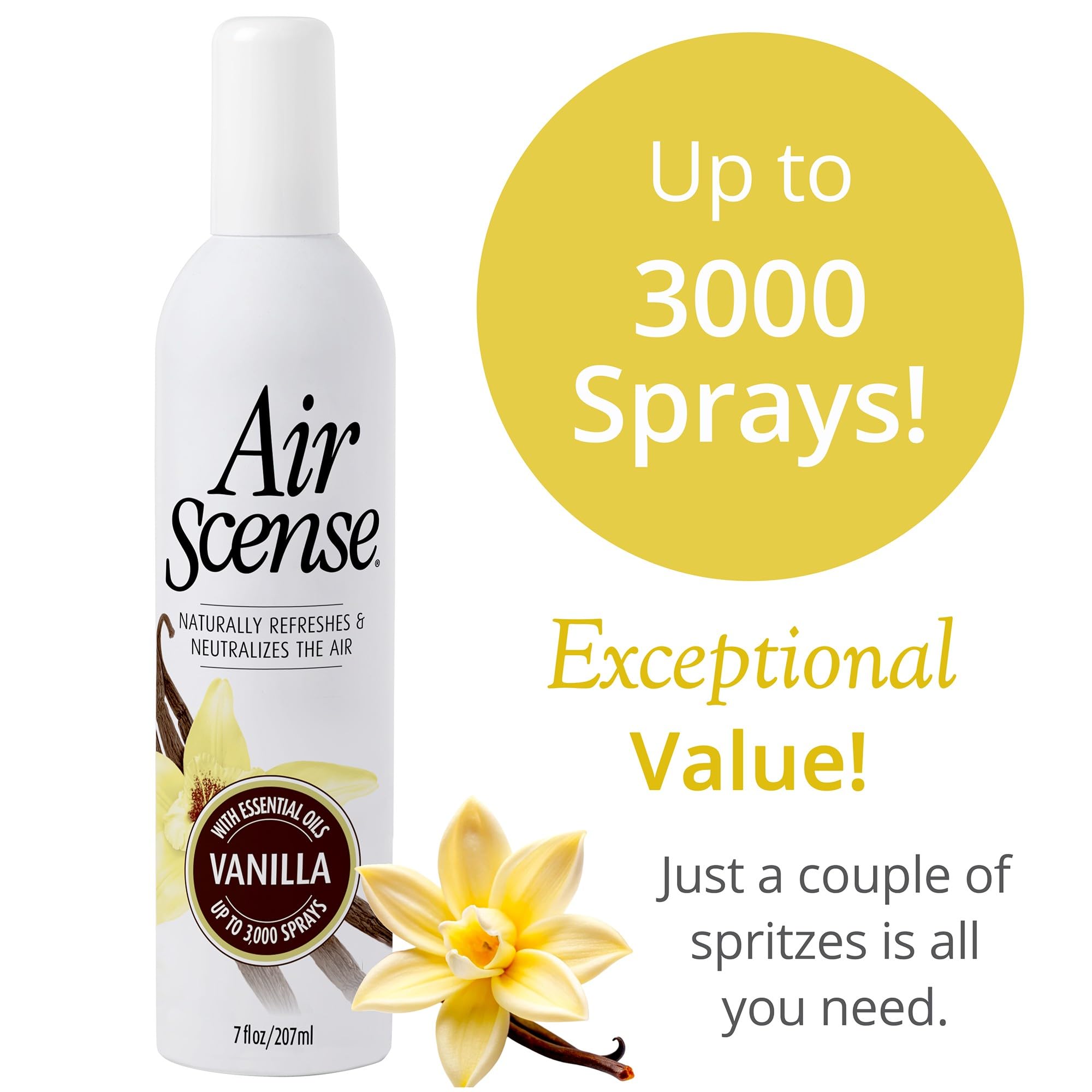 Air Scense Essential Oil Air Freshener, Non?Aerosol 7oz, 3?Pack Lavender Vanilla Bundle - Natural Air Fresheners & Odor Eliminator Sprays