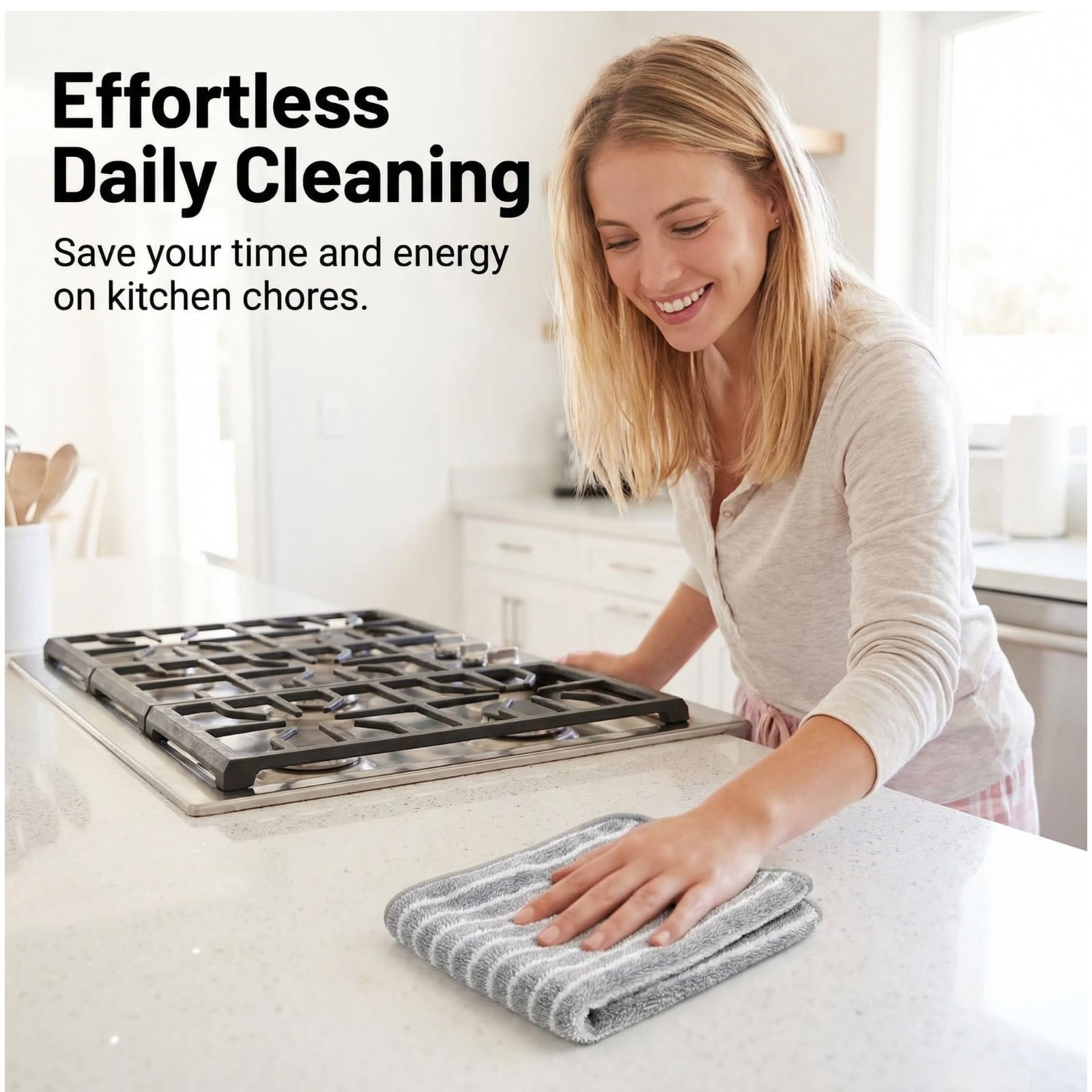 6 PCS Kitchen Cloth Dish Towels Thick Absorbent Cleaning Towels for Kitchen Non Oil Staining Durable Non Shedding Dish Cloths Ideal for Table Wiping