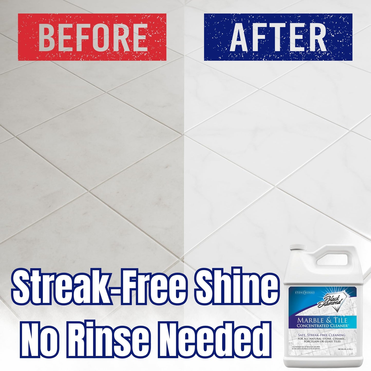 Black Diamond Stoneworks MARBLE & TILE FLOOR CLEANER. Great for Ceramic, Porcelain, Granite, Natural Stone, Vinyl and Brick. No-rinse