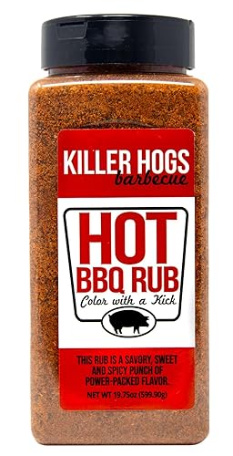 Killer Hogs HOT BBQ Rub | Championship Grill Seasoning for Beef, Steak, Burgers, Pork, and Chicken | 19.8 oz