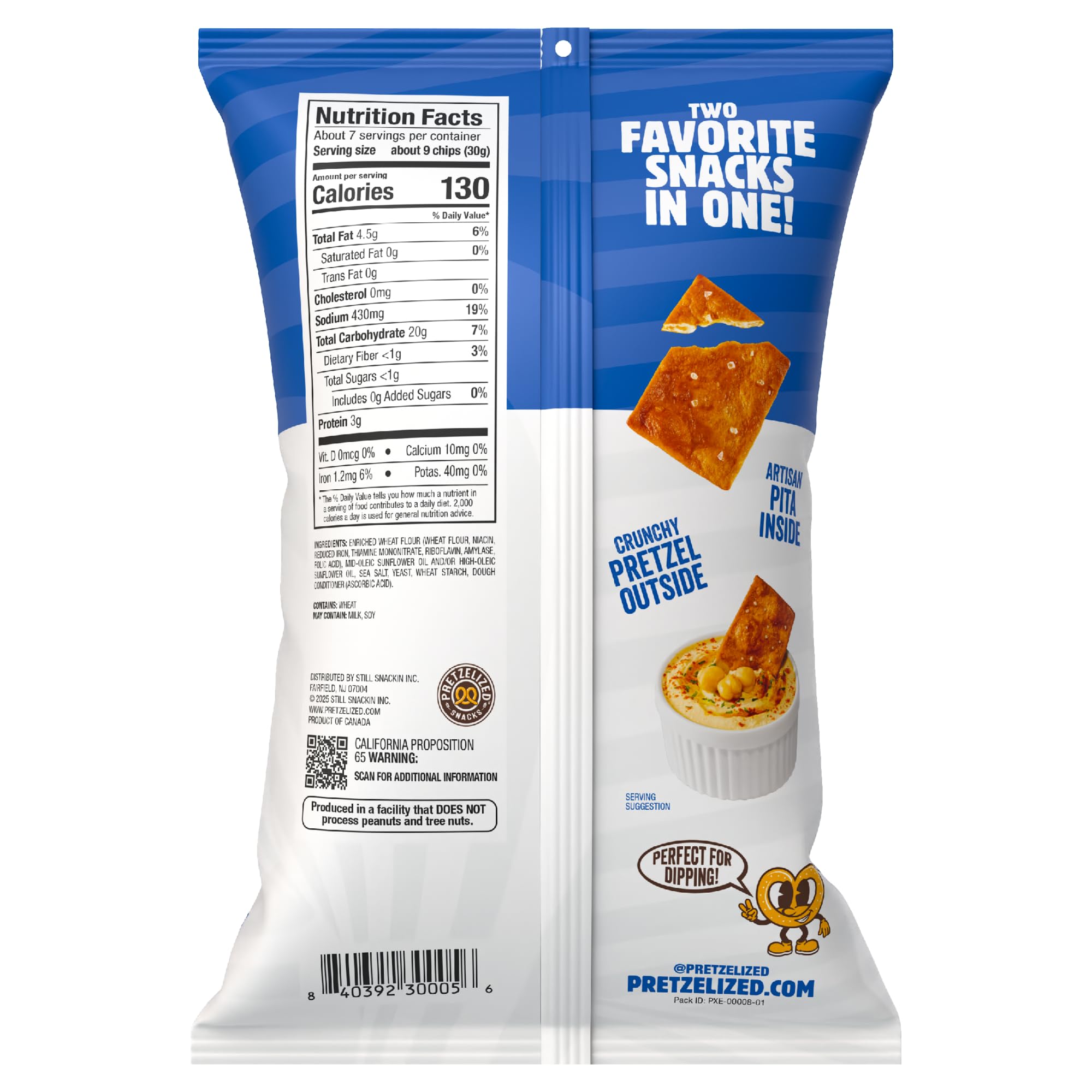 PRETZELIZED Snacks Pretzel Pita Chips Variety Pack (Pack of 4) 2 Sea Salt, 1 Everything, 1 Mediterranean MultiPack