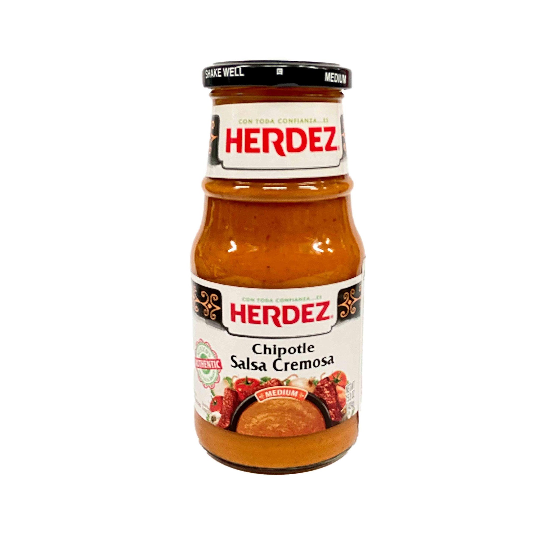 Herdez Authentic Mexican Medium Hot Sauces 15.7 Oz Gluten Free (Chipotle Salsa Cremosa, 2 Pack)