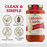 Antonio Carlo 3rd Generation Italian-Style Handmade Gourmet Marinara Pasta Sauce - Non-Dairy, Gluten-Free, Fresh Pasta Sauce with No Sugar Added