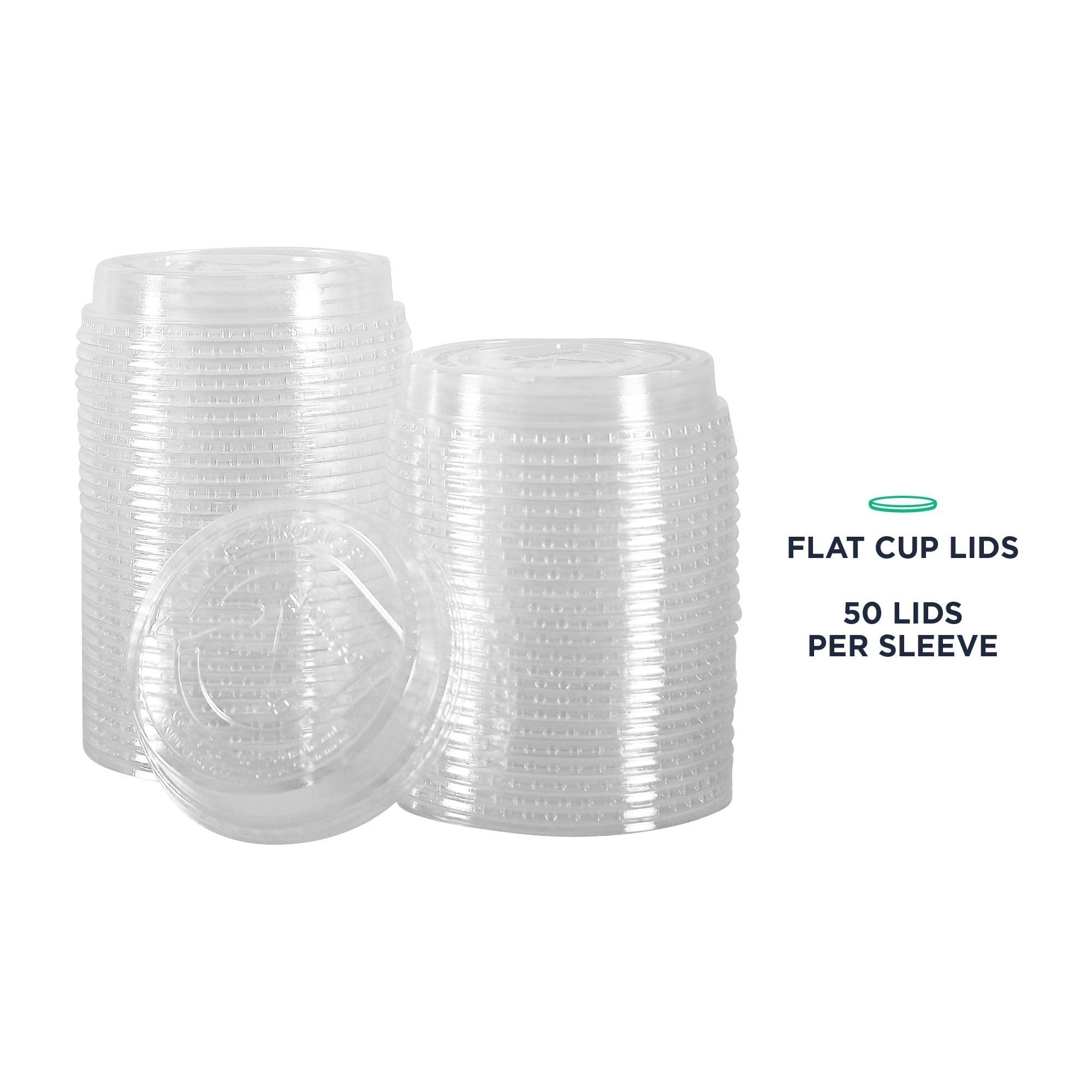 Eco-Products GreenStripe Compostable Plastic Cup Flat Lids, Case of 1000, Perforated Straw Hole, Fits 7 & 10oz Cups, Made From PLA Renewable Plant