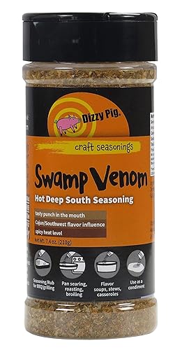 Dizzy Pig Swamp Venom Hot Deep South Seasoning Rub (8oz Shaker) - Seasons 30+lbs of Food - Hand Made in the USA - MSG Free, Gluten Free