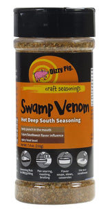 Dizzy Pig Swamp Venom Hot Deep South Seasoning Rub (8oz Shaker) - Seasons 30+lbs of Food - Hand Made in the USA - MSG Free, Gluten Free
